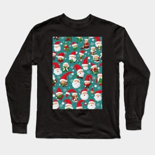 Christmas Seamless Pattern, Santa and Christmas Gnomes #10 Long Sleeve T-Shirt